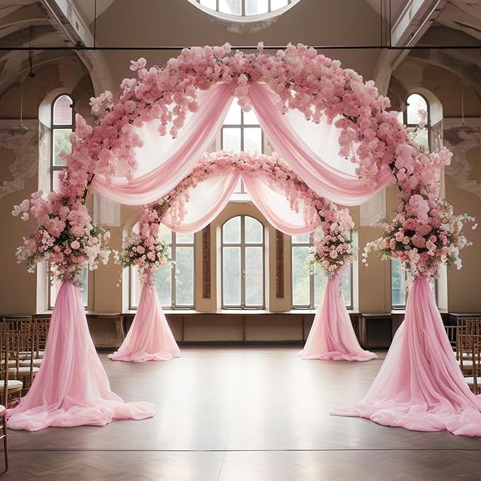 Wedding Arch Draping Fabric Backdrop Drapes 4 Panels, Blush Pink | 28.7"x20FT - Image 3