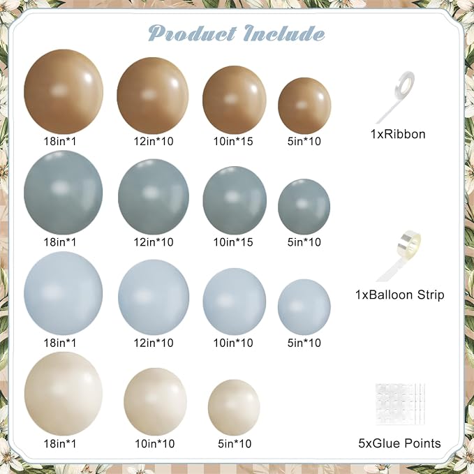 Blue and Brown Balloon Arch Kit - Image 2