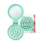 Mini Detangler Travel Hair Brush with Mirror, Makaron Hair Brushes for Women, Men and Kids, Unique 3D Flexible Design for All Hair Types, Styling Accessory, Travel Essentials for Women (MINT)