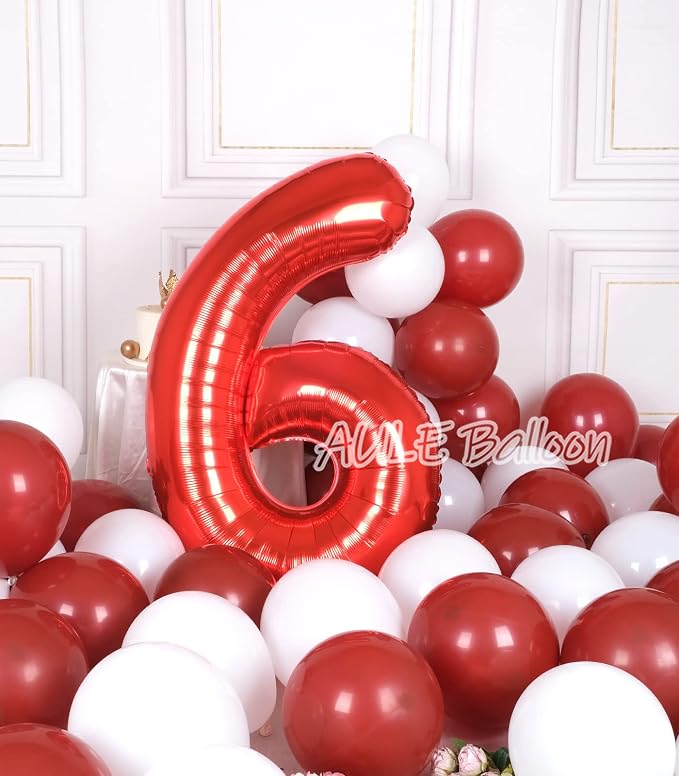 AULE 40 Inch Red 6 Balloon Number Foil 0-9 Birthday Big Numbers | Birthday - Image 4