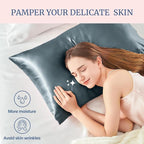BEDELITE Satin Pillowcase for Hair and Skin, Super Soft and Cooling Similar to Silk Pillow Cases 2 Pack with Envelope Closure, Gift for Women Men(20"x26" Standard Size, Space Grey)