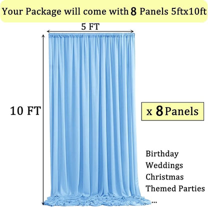 40ftx10ft Wrinkle Free Baby Blue Backdrop Curtains - Image 5
