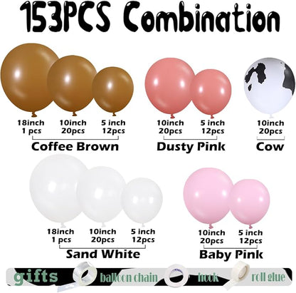 Dusty Pink Cow Balloon Arch Garland Kit – Dusty Pink, Light Pink, Sand White - Image 2