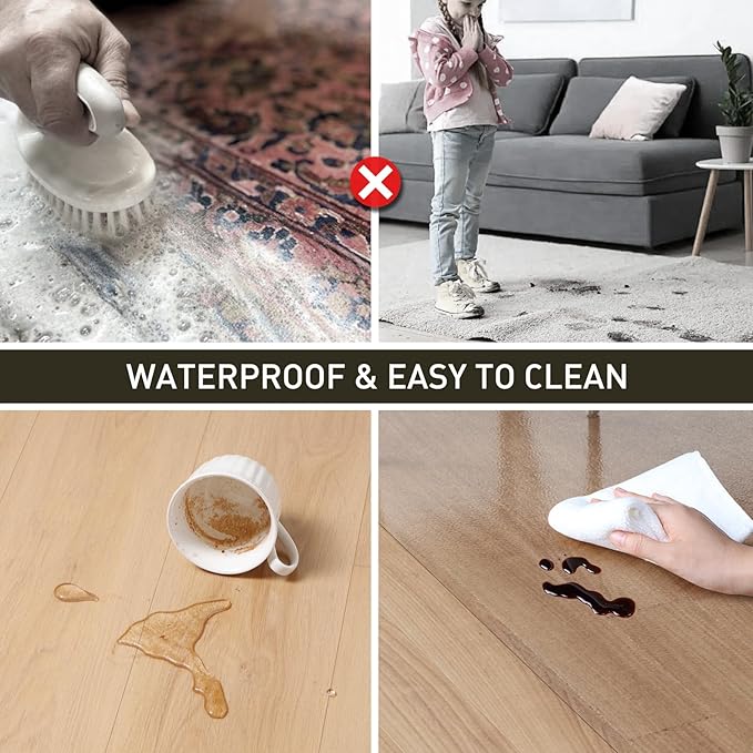 2'x6' Vinyl Runner Rug for Hallway, Clear Waterproof Kitchen Mat for Floor, Non-Slip Plastic Floor Mat for Entryway, Easy Clean Durable Area Mat for Bedroom, Laundry Room