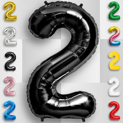 Black Number Balloon 2 Mylar Foil Balloons 40 inch - Image 6