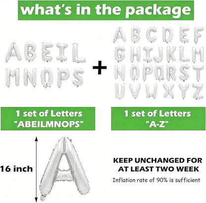 36 Pcs White Letter Balloons, Custom A-Z Set - Image 3