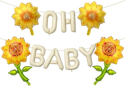 5Pcs Oh Baby Balloon Sunflower Balloons by Unknown