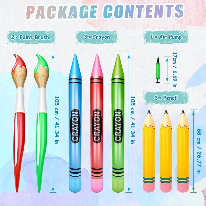 SAYAYA 8 Pcs Large Inflatable Pencil Balloons Set Jumbo Inflatable Crayons - Image 2