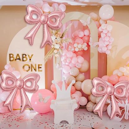 Pink Happy Birthday Balloons, 31”Huge Pink Bow Aluminum Foil Balloons - Image 7