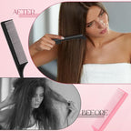 Leinuosen 3 Pack Rat Tail Combs Fine Tooth Parting Tip for Women Carbon Fiber Heat Resistant Anti Static Teasing for Back Combing Root Teasing Adding Volume Evening Styling(Black, Pink, White)