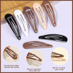 Teenitor 50Pcs Snap Hair Clips,2 Inch Hair Barrettes Hair Clips For Women, Metal Mixed Color, Hair Barrettes For Women Hair Snap Clips 5 Colors