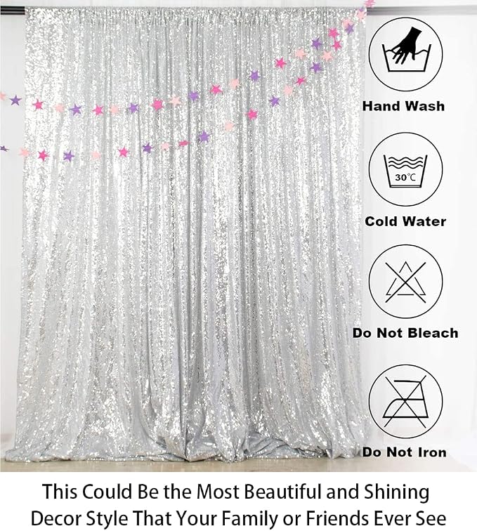 ShinyBeauty Silver Sequin Photo Backdrop 7x7ft - Image 5