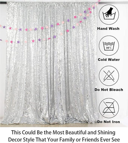 ShinyBeauty Photobooth Background Choice-4FTx7FT-Silver-Sequin backdrops - Image 5