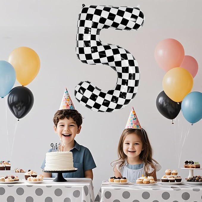 40 Inch Checkered Number Balloon - Image 5