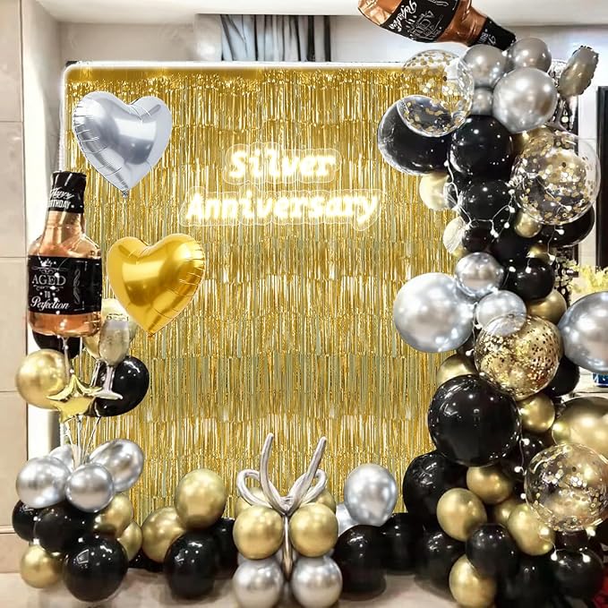 157Pcs Black Gold Silver Balloons Garland Arch Kit - Image 5