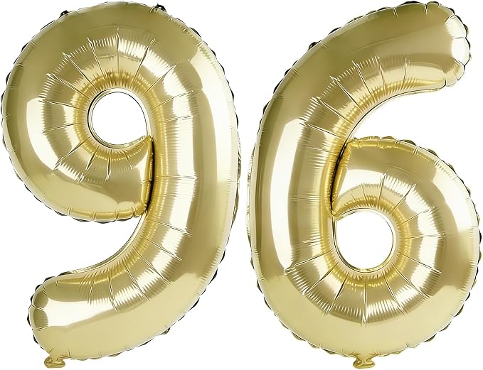 40 Inch Number 96 Balloons for 96th Birthday Party Decorations, 0-100 Champagne by FOBELEC