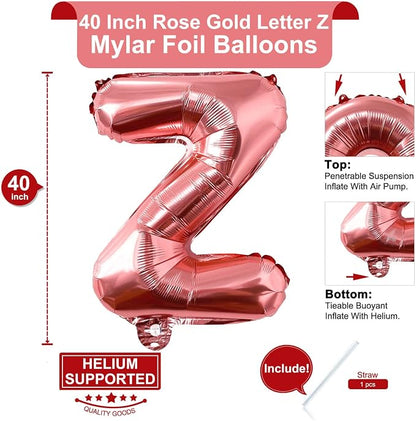 Lovoir 40 Inch Large Rose Gold Letter Z Balloons Big Size Jumbo Mylar Foil - Image 2