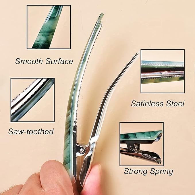 Large Metal Duckbill Hair Clips for Women - 6 Pieces, 5.5 Inch Long Non-Slip French Twist Clips, Chic Alligator Styling Clips for Thick Long Hair