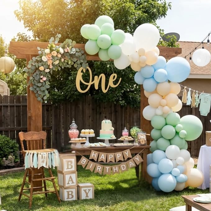Pastel Blue Green Baby Shower Balloons - Image 7