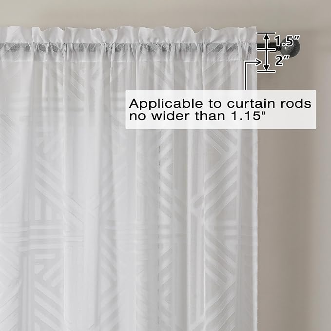 Simplebrand Semi Sheer White Curtains 84 Inches Long 2 Panels, Light Filtering - Image 4
