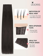 DOORES Invisi Edge Tape in Wide Hair Extensions Human Hair, Dark Brown 4PCS Injection Tape ins 20g 14 Inch, Virgin Human 3 Inch Wide Injected Extensions Invisible