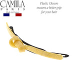 Camila Paris CP2815 French Hair Barrette Clip for Girls, Handmade, Beige, Metal-Free Closure Strong Hold Grip Hair Clips for Women, No Slip Durable Styling Girls Hair Accessories, Made in France