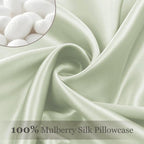 Adubor 100% Silk Pillowcase - Mulberry Silk Pillow Cases, 23 Momme 6A Grade Fibers, Silk Pillow Case for Hair and Skin Health, with Hidden Zipper (King 20''×36'', Pea Green, 1PC)