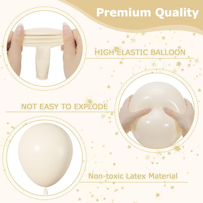 164Pcs Beige Cream Balloons Garland Arch Kit Different Sizes | 18 12 10 5 inch - Image 5