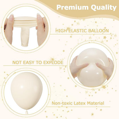 164Pcs Beige Cream Balloons Garland Arch Kit Different Sizes | 18 12 10 5 inch - Image 5