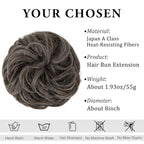 CJL HAIR Large Messy Bun Hair Piece Wavy Curly Scrunchies Synthetic Chignon Ponytail Hair Extensions Thick Updo Hairpieces for Women Steel Grey