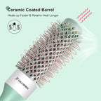 Eagle Fortress Round Brush for Blow Out, Thermal Ceramic Hair Brush for Blow Drying with Ionic Bristle for Professional Blowout Brushing - Green, 32mm