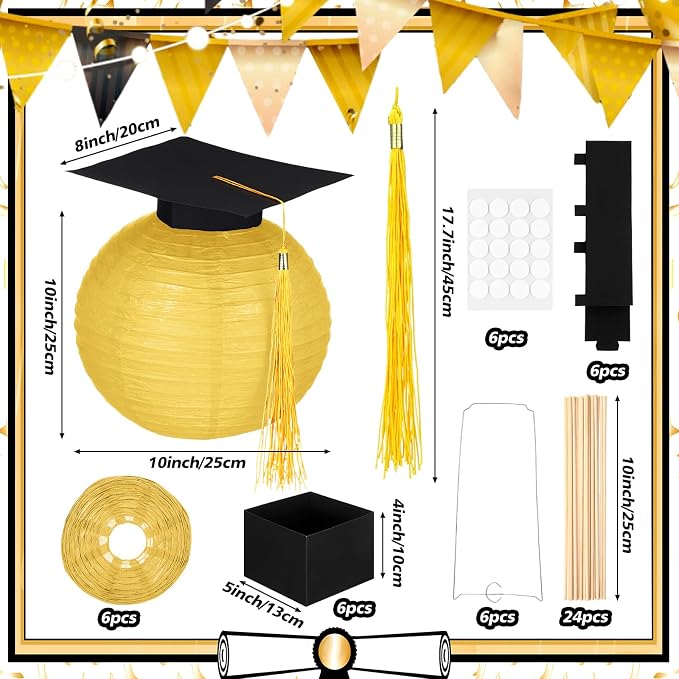 Silipull 6 Sets Graduation Table Centerpieces Hot Air Balloon Party Decorations - Image 3