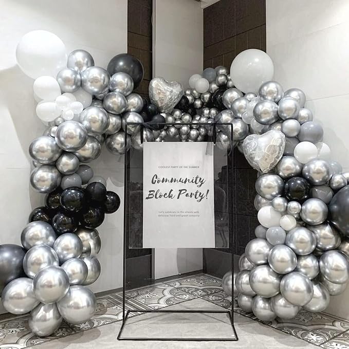 Awenztech 120pcs 5 inch Metallic Silver Latex Balloons | Graduation, Baby Shower - Image 3