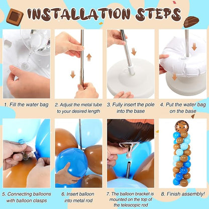 Jenaai 2 Set 163 Pcs Cookie Birthday Party Balloons Column Stand Kit Chocolate - Image 4
