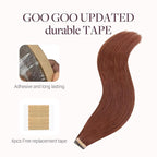 GOO GOO Tape in Hair Extensions Human Hair, #33B Dark Auburn Copper, 18inch 100g 40pcs, Skin Weft Seamless Invisible, Silky Straight with Thick Ends, Remy Human Hair