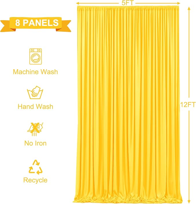 8 Panels Yellow Backdrop Curtains - Image 6