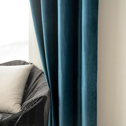 MIULEE Velvet Curtains Peacock Blue 52 x 108 Inch Length Set of 2 | Extra Long - Image 6