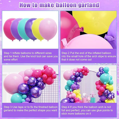 YMSZ Pink Blue Purple Balloons Arch Kit, Birthday Decorations - Image 3