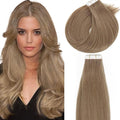 Lacer Hair Extensions Tape in Human Hair Chestnut Brown Skin Weft Remy Tape in Hair Extensions 20 Inch Full Thick Ends Adhesive Hair Pieces for Women 50g/20pcs