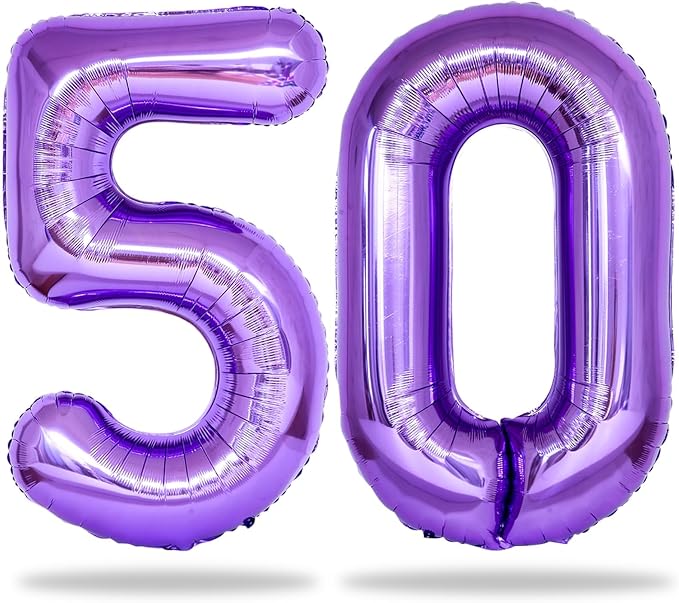 Lingqiang Purple Number 50 Balloons, 40 Inch, 50th Birthday, Anniversary Party by Lingqiang