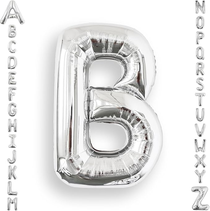 AULE 40 Inch Silver B Balloon Letter Foil A-Z Birthday Big Alphabet | Birthday by AULE