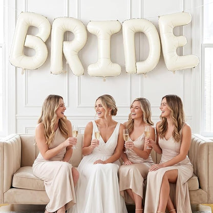 BRIDE Balloons Bachelorette, Cream BRIDE Letter Balloon Foil Bridal Balloons | - Image 4