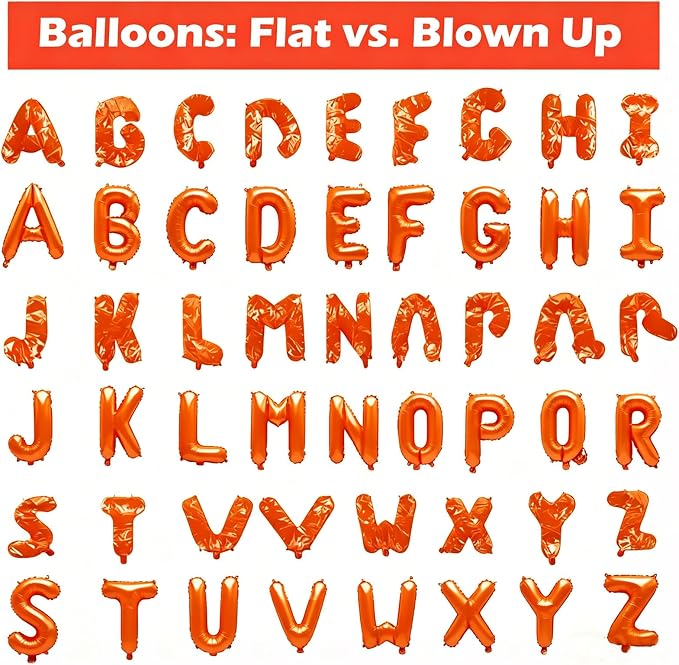 52 Pcs Orange Letter Balloons, Custom 2 Set A-Z Set - Image 4