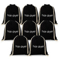 3 | 6 | 8 Pack Hair Dryer Bags Drawstring Bag Container Hairdryer Bag for travel bathroom (8 PCS, Black)
