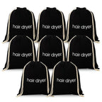 3 | 6 | 8 Pack Hair Dryer Bags Drawstring Bag Container Hairdryer Bag for travel bathroom (8 PCS, Black)