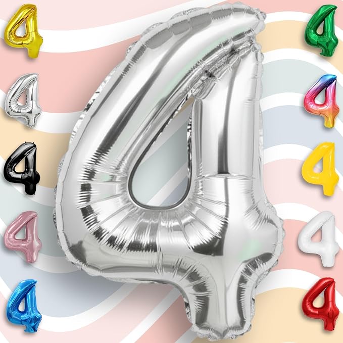 Silver Number Balloon 4 Mylar Foil Balloons 40 inch - Image 6