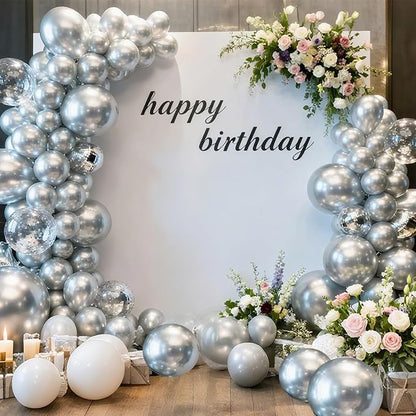 RUBFAC Silver Balloons Different Sizes 105pcs 5/10/12/18 Inch Metallic Silver - Image 5