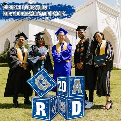 2026 Graduation Decorations Blue and Silver Balloon Boxes Class of 2026 Decor - Image 5