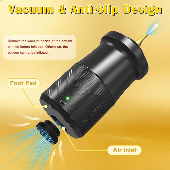AXHJ Electric Balloon Pump, Portable Electric Air Balloon Pump Dual Nozzle Air - Image 4