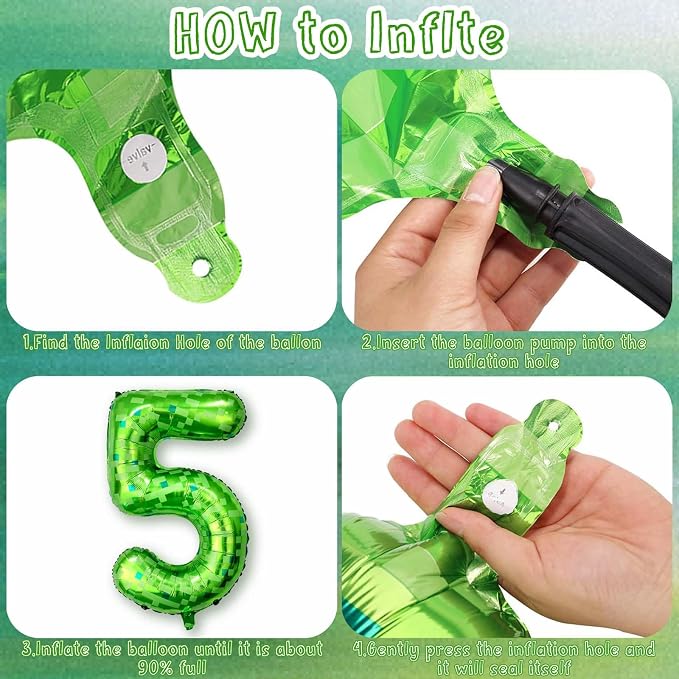 40 Inch Lime Green Pixel Number 15 Balloon, 15th Gamer Boy Party Decor | Huge - Image 4
